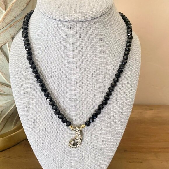Heidi Daus Crystal-Accented 18" Initial "J" Beaded Necklace Letter J - Picture 2 of 5